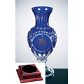 Cobalt Blue Renaissance Vase on Rosewood Base - Lead Crystal (14 1/4"x7")